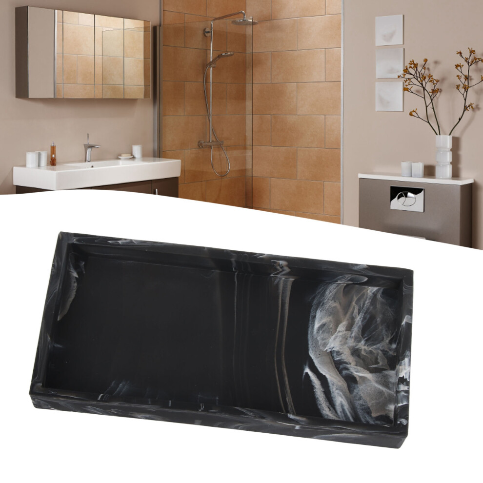 Silicone Storage Tray Shatterproof Key Finger Ring Countertop Sink Vanity Soap Dispenser Tray for Bathroom Marbling Black-image-OPC-PHR2JC9-NEW