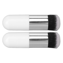 2pcs Foundation Brush Artificial Fiber Soft Comfortable Portable Makeup Brush for Women White Silver