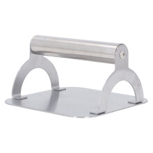 rauchfreier Edelstahl-Fleischpresse, 14 cm quadratisch, Burger-Form