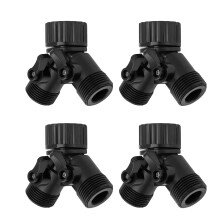 Tap Y Splitter 2 Way 2 Valves Hose Splitter Connector for Garden Hose Faucet Standard 4pcs