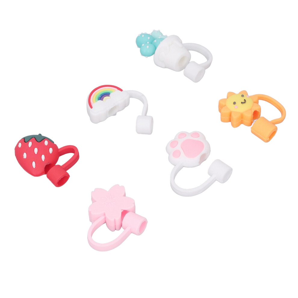 6 Pcs Silicone Straw Plug Dustproof Sealed Reusable Silicone Drinking Straw Cap For Party 7891315134503