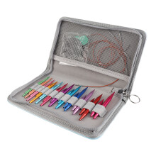 Circular Knitting Needle Set 3 to 8mm Interchangeable Assorted Colors Circular Needle Set with Storage Bag for Craft