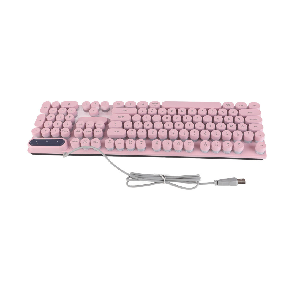 Gaming Keyboard Usb Round 104 Keycaps Backlit Ergonomic Fodable Feet Multimedia Keys Wired Keyboard For Desktop Laptop Pink 5061315142415