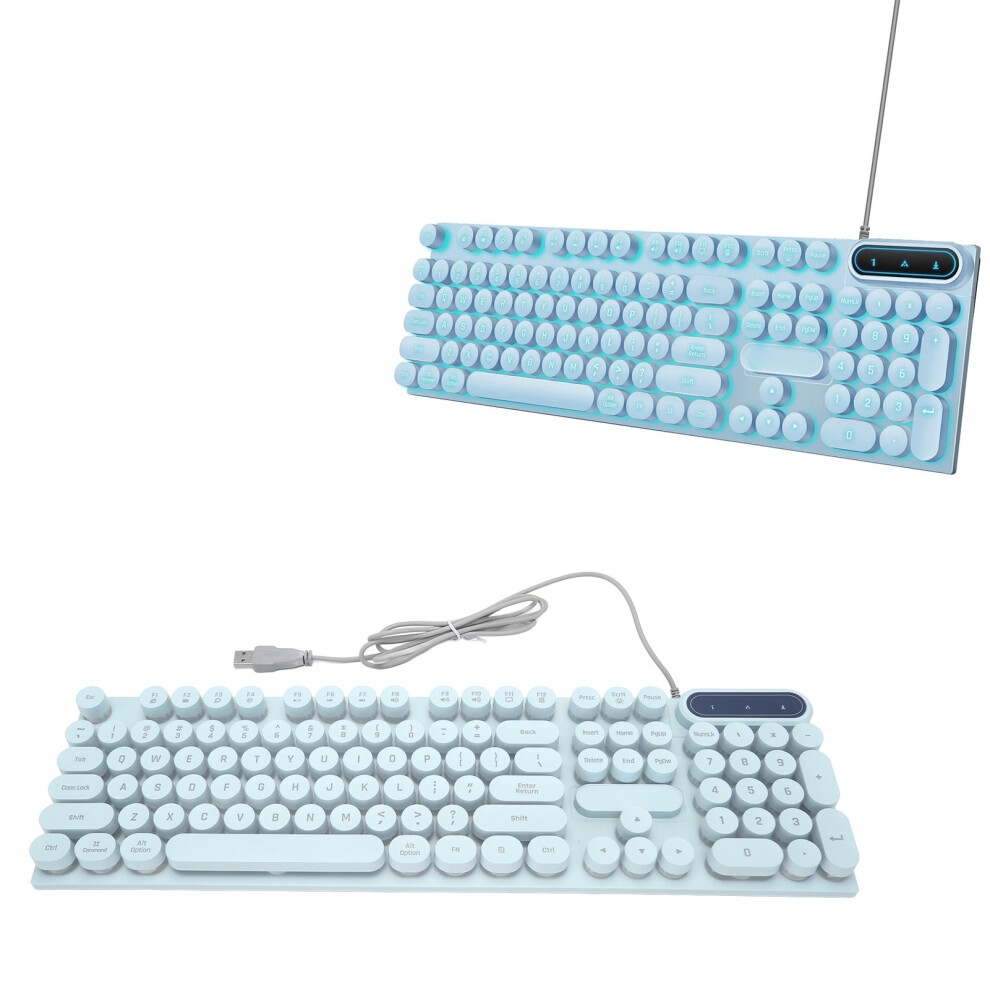 Gaming Keyboard Usb Round 104 Keycaps Backlit Ergonomic Fodable Feet Multimedia Keys Wired Keyboard For Desktop Laptop Blue 7691315142436