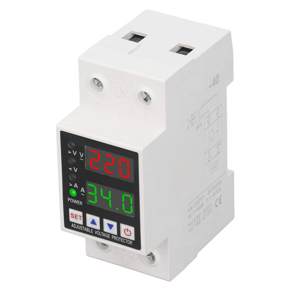Ac230v Overvoltage Undervoltage Protector Current Limit Delay Automatic Reset Switch Voltage Protective Device 40A Rated 5071315150761