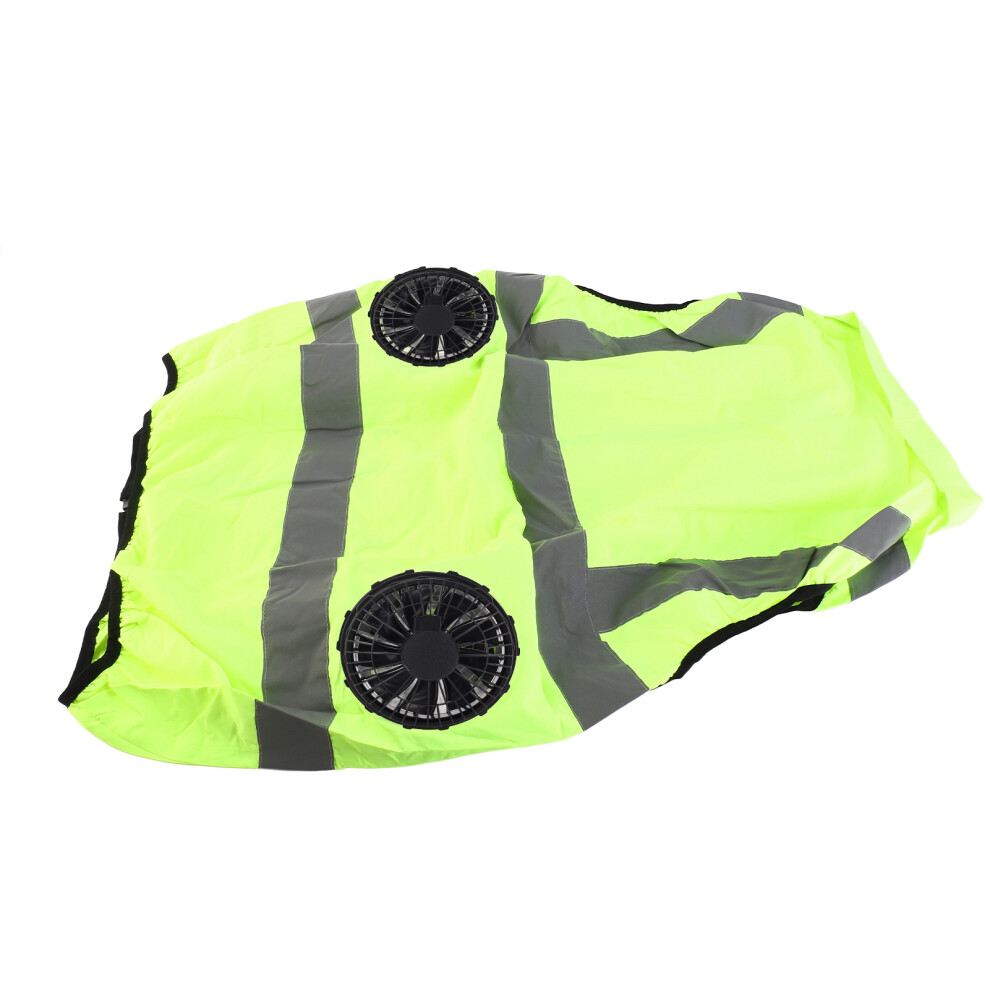 Cool Vest Summer Cooling Fan Waistcoat Air Conditioned Reflective Stripe Rechargeable Work Clothes 5V Fluorescent Green Xl 9341315153083