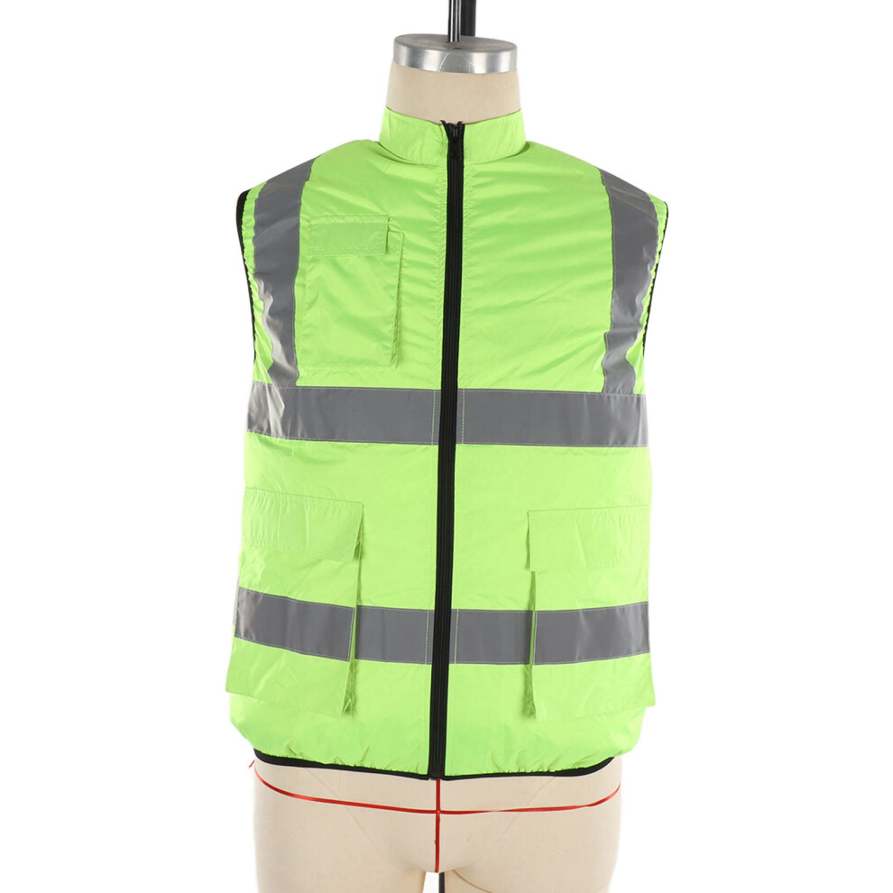 Cool Vest Summer Cooling Fan Waistcoat Air Conditioned Reflective Stripe Rechargeable Work Clothes 5V Fluorescent Green XXXL-image-OPC-PHR2P5J-NEW