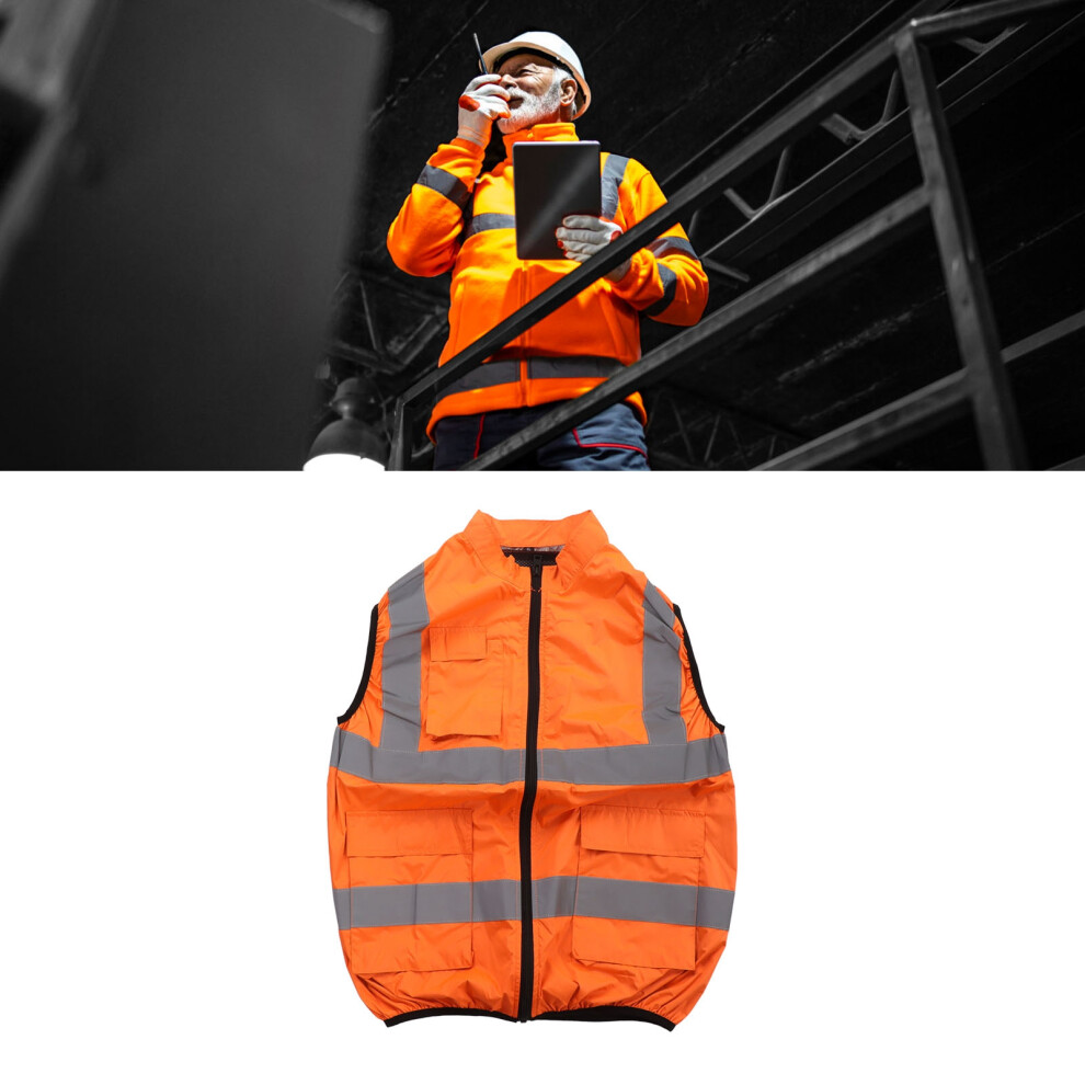 Cool Vest Summer Cooling Fan Waistcoat Air Conditioned Reflective Stripe Rechargeable Work Clothes 5V Fluorescent Orange Xxxl 3181315153135