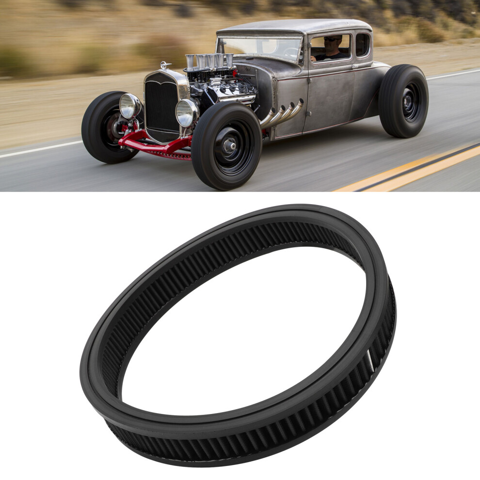 High Flow Round Air Filter Element Washable Reusable Air Cleaner Intake Filter Element Replacement For Hot Rod 14X2in Air Filter Black 6921315153370