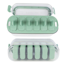 6 Cavities Ice Bar Molds Home Made Ice Lolly Molds Portable Ice Bar Making Molds with Lids Green