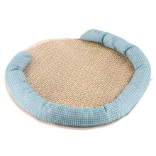 Pet Cooling Mat Summer Waterproof Breathable Soft Comfortable Hand Woven Cat Cool Rattan Pad for Indoor M Green