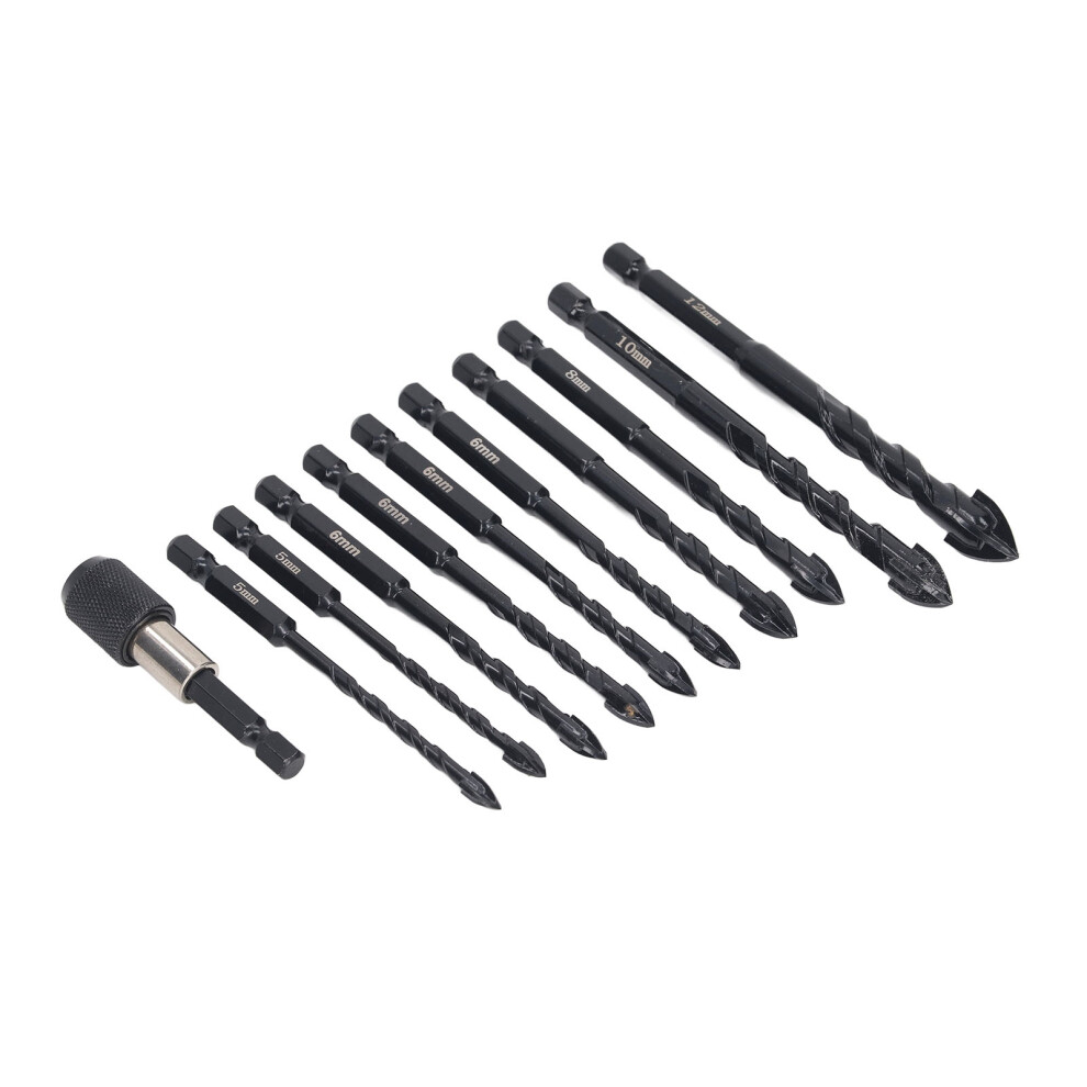 11 Pcs Masonry Drill Bit Set 5 6 8 10 12mm Cross Design Hex Shank Carbide Drill Bits for Concrete Glass Brick Tile-image-OPC-PHR2PMH-NEW