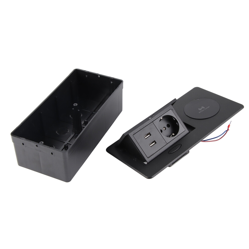 Wireless Power Strip Concealed Pop Up Outlet Table Connection Box Desktop Socket With 2 Usb Charging Port 9361315167903