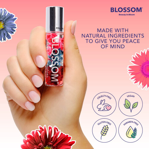 Blossom Roll on Lip Gloss, Αρωματικό Διαφανές Υγρό Χειλιών, 0.2oz, Island Fruit 2