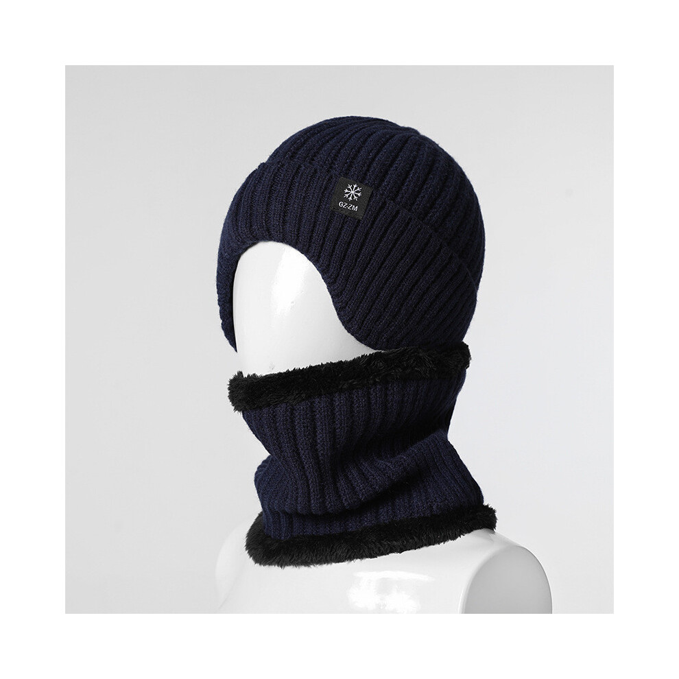 (Light Gray)Echarpe chapeau protection oreille homme âgé avec matière tricotée épaisse pour les jours froids