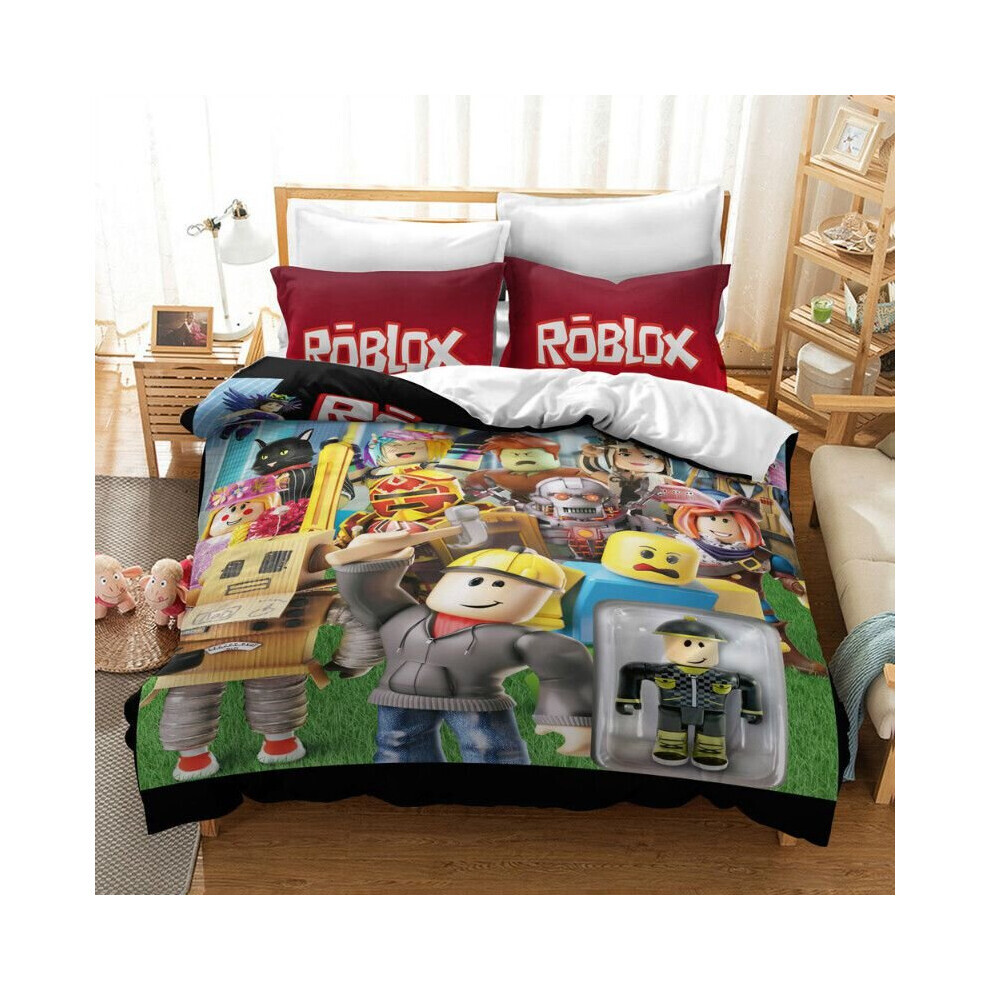 (Bleu-EU-Double (3 pièces) : 200  200 cm : 135  200 cm) Ensemble de literie 3D Game Roblox Ensemble