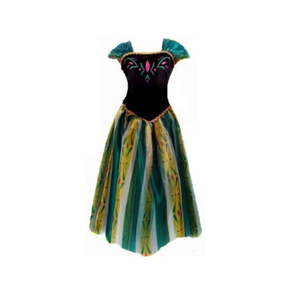(XL) Déguisement de princesse Anna Frozen Cosplay pour femme, robe de bal, fête d'anniversaire, Halloween