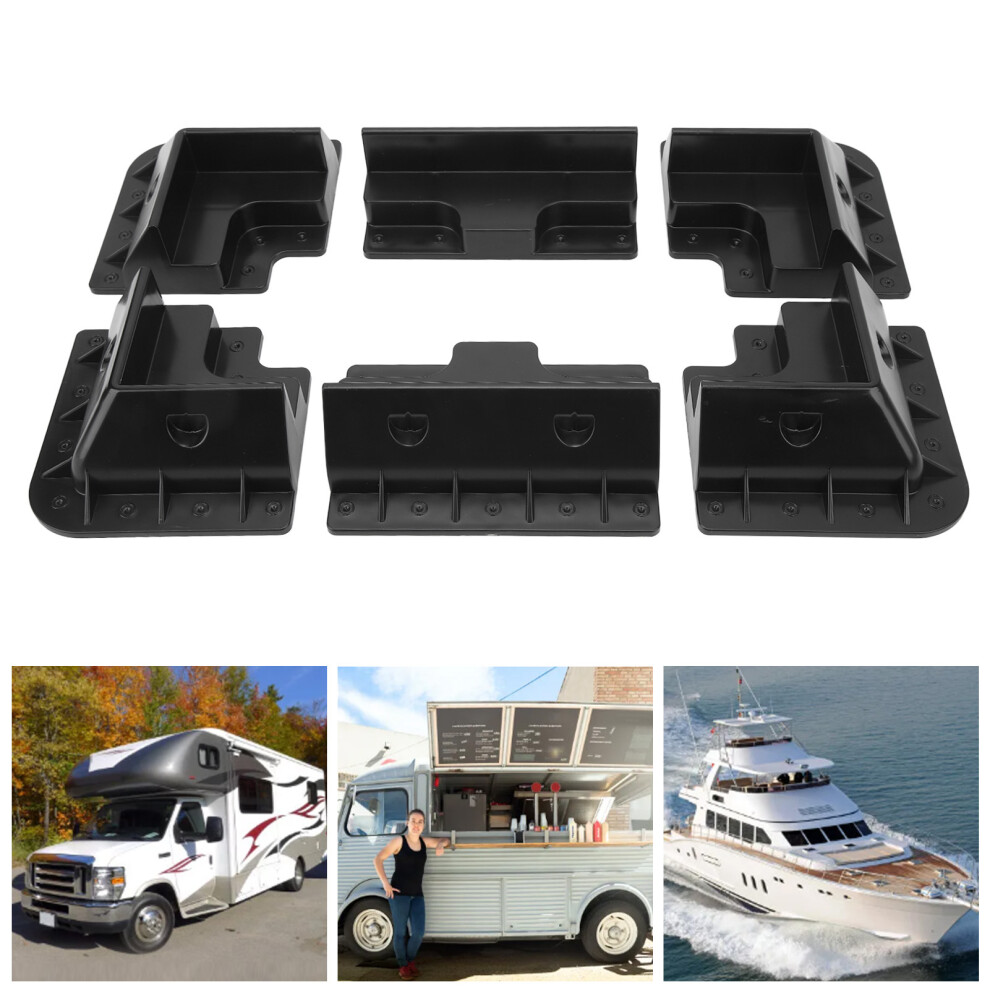 6Pcs Solar Panel Roof Corner Bracket Uv Resistant Drill Free Abs Plastic Anti Aging For Rv Boat Black 8721315181667