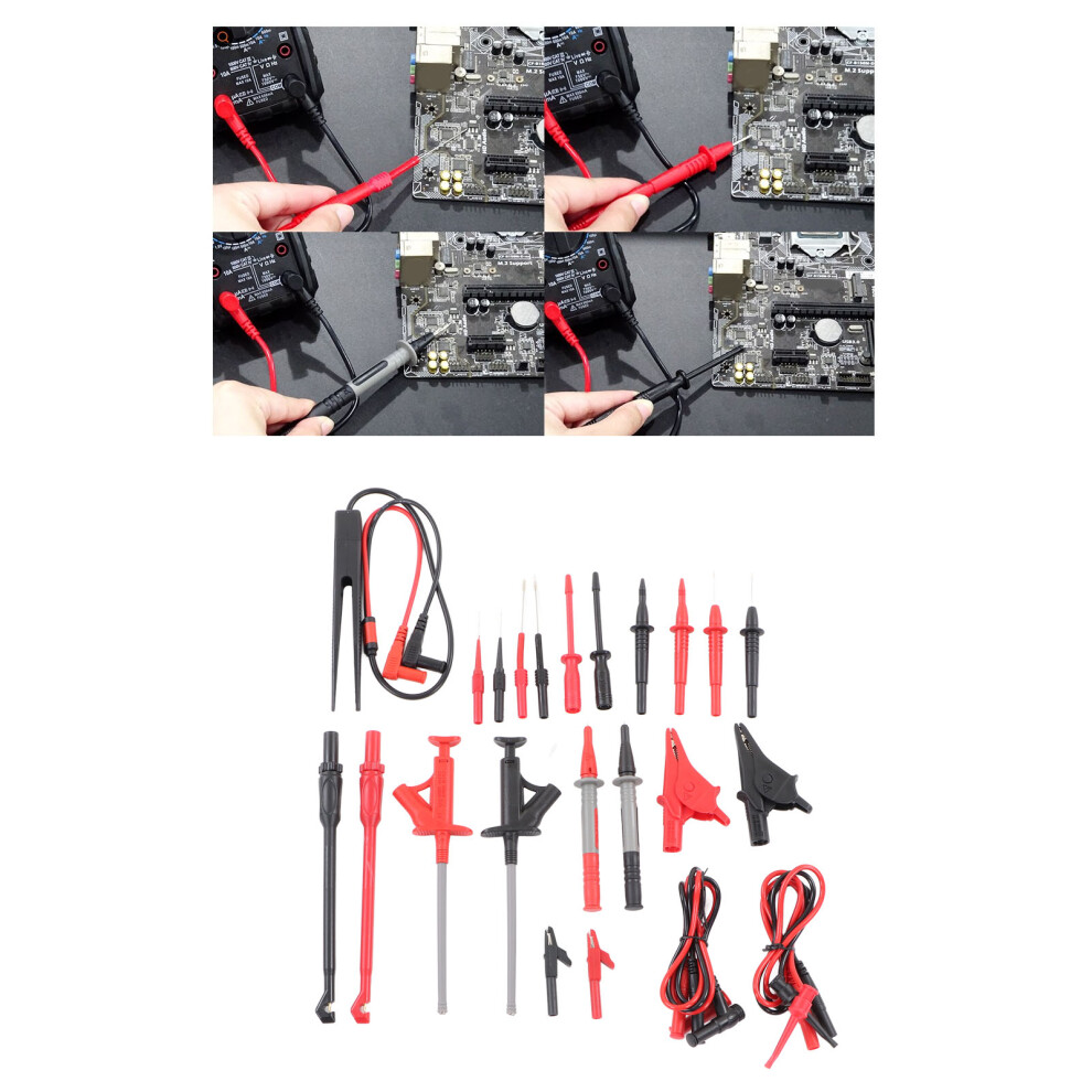 25Pcs Multimeter Test Cable Kit Probe Line Wire Hook Crocodile Clip Tweezer For Digital Electrical Testing 7681315181528