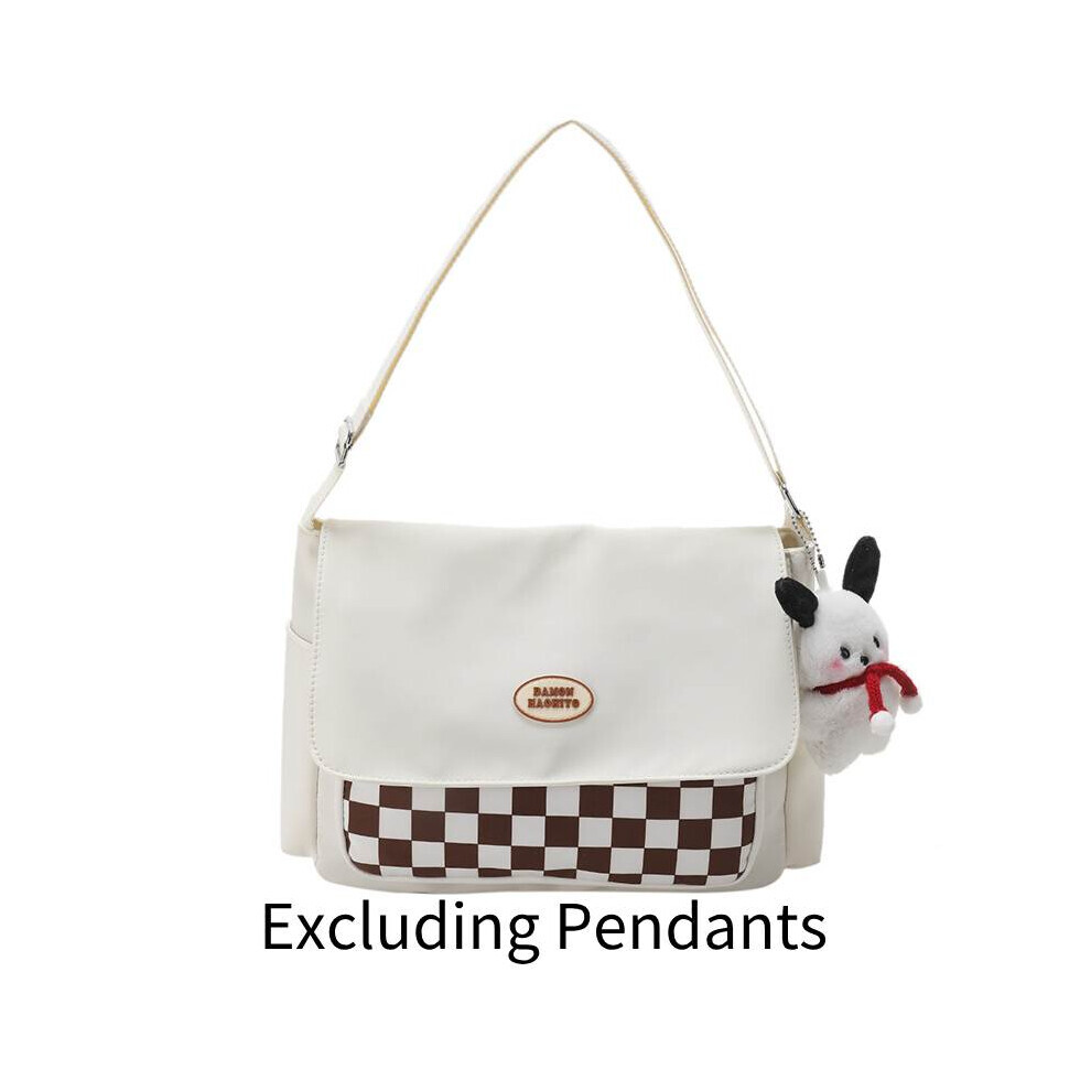 Sac à bandoulière en toile (blanc) de grande capacité, tendance et décontracté, style féminin