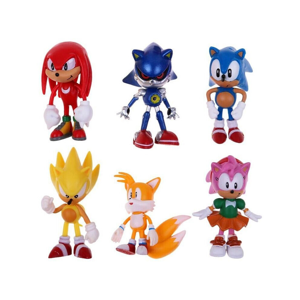 (#1-Sonic) 6 figurines d'action Sonic le hérisson, jouet pour enfants