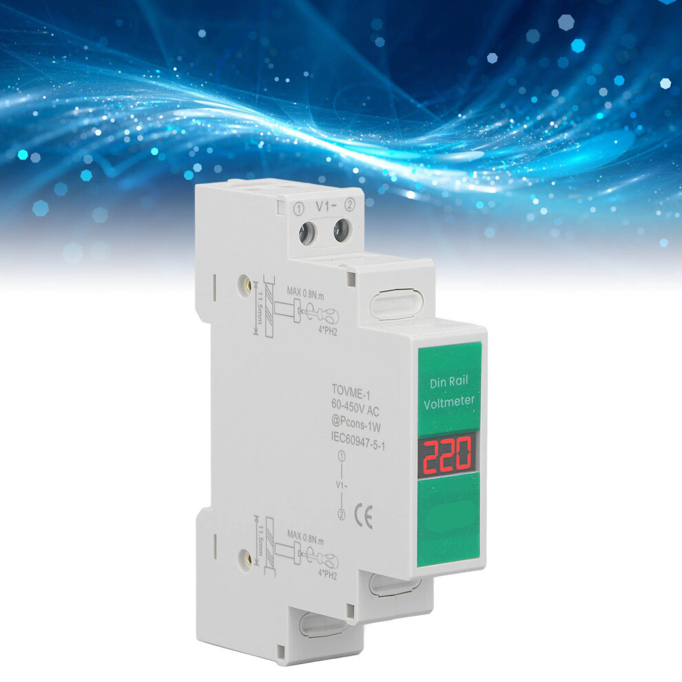 Tongou Din Rail Voltage Meter Intelligent Lcd Digital Ac Voltmeter 1 Phase 60Â450V 5041315185872