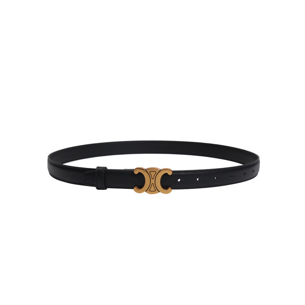 (Marron) Ceinture femme Double C décorative en similicuir tendance couleur unie simple