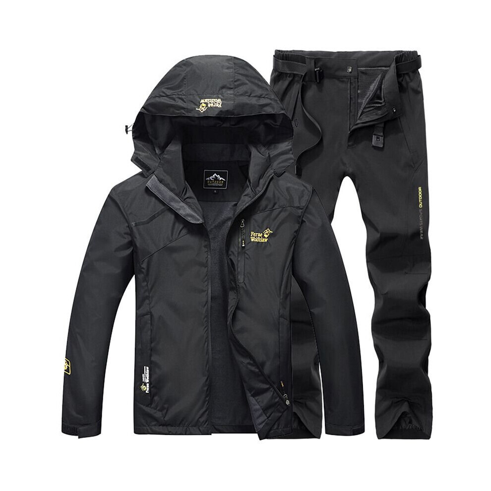 (Rouge-4XL) Ensemble de pêche pour homme, veste à capuche et pantalon, tenue de sport pour randonnée,