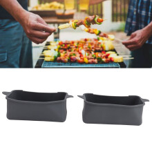 2Pcs Silicone Grease Cup Liners Reusable Drip Pan Liners Silicone Rear Grease Catcher for Griddle Gris