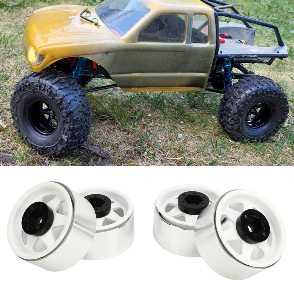 4Pcs Beadlock Wheel Rim Offset Â8.9Mm Metal Deep Dish Hub Wheel Rims For Axial Scx10 90046 1.9 Inch White 4951315201537