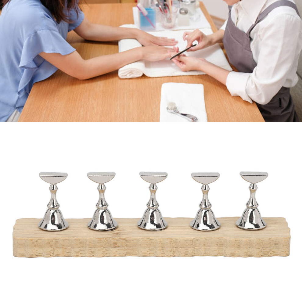 Nail Stand for Press On Nails Display Nail Practice Stand Wave Edge Wooden Base Nail Practice Stand