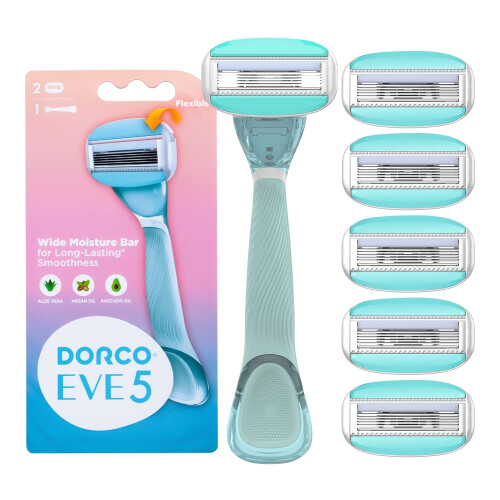 Dorco EVE5 Ξυριστική Μηχανή για Γυναίκες, 1 Χερούλι & 6 Ανταλλακτικά Μακράς Διάρκειας