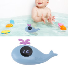 Baby Bath Thermometer Digital Cartoon Cute Whale Thermometer Multi Functional Water Measurement Blue