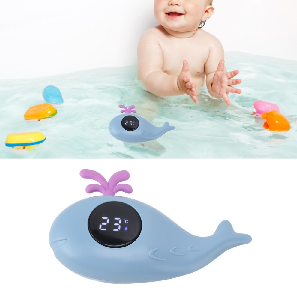 Baby Bath Thermometer Digital Cartoon Cute Whale Thermometer Multi Functional Water Measurement Blue