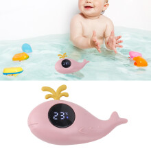 Baby Bath Thermometer Digital Cartoon Cute Whale Thermometer Multi Functional Water Measurement Pink