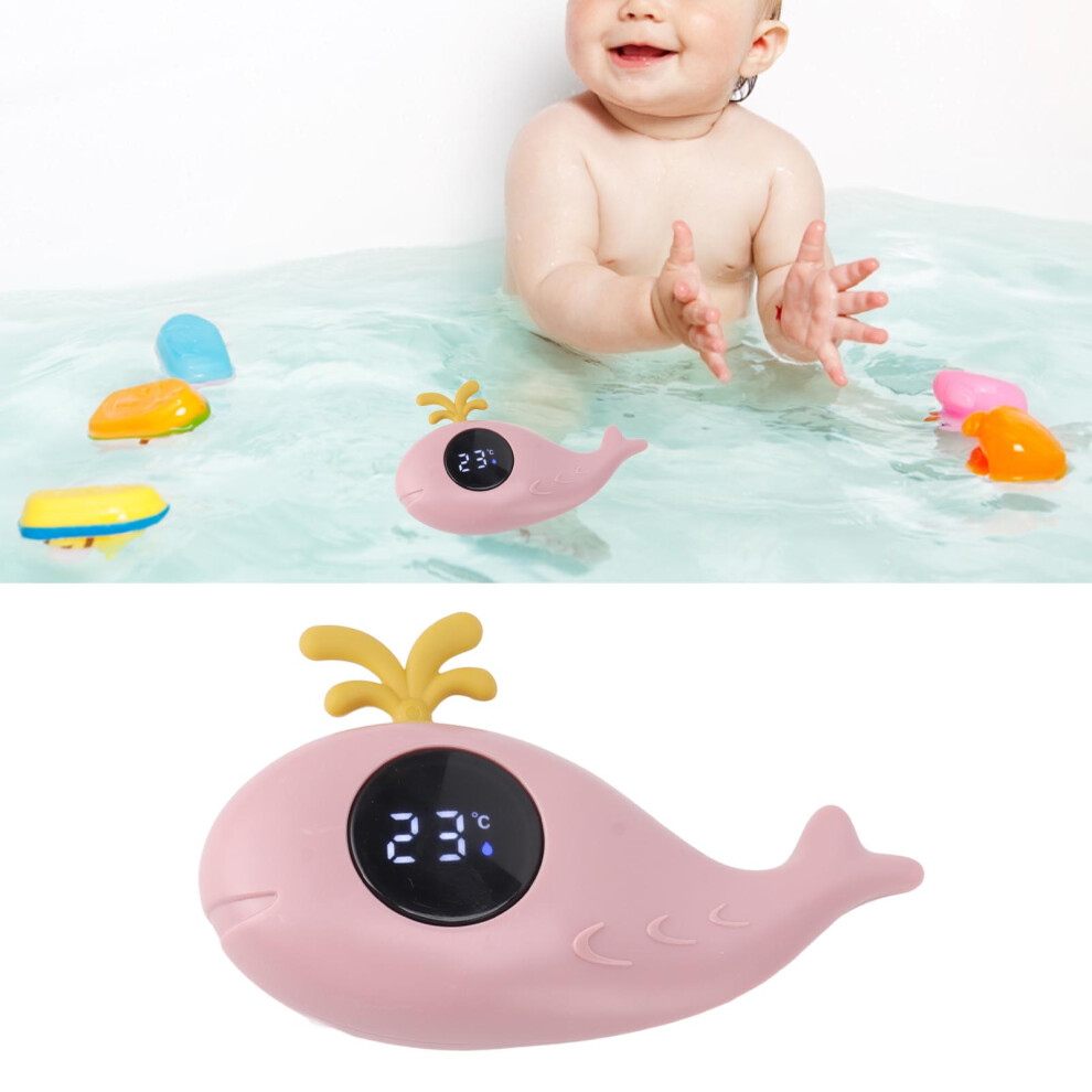 Baby Bath Thermometer Digital Cartoon Cute Whale Thermometer Multi Functional Water Measurement Pink