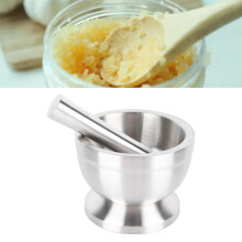 18/8 Stainless Steel Mortar and Pestle with Silicone Lid Skid Resistance Base Food Grade Garlic Mortar for Nuts Herb Split Large Silicone L