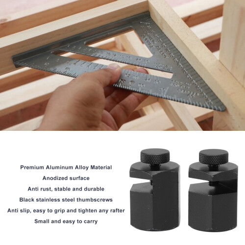 2PCS Stair Guages Knobs Aluminium Alloy Stair Stringer Layout Tool for Framing Square Carpentry Rafter Black 2