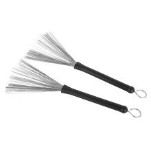 2Pcs Drum Brush Rubber Handle Steel Wire Bristles Retractable Portable Drum Stick Brush