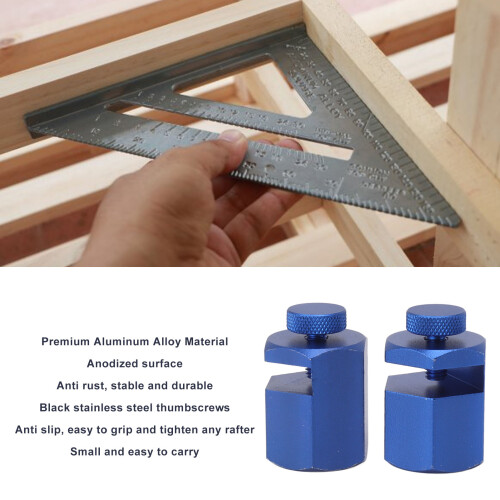 2PCS Stair Guages Knobs Aluminium Alloy Stair Stringer Layout Tool for Framing Square Carpentry Rafter Blue 2