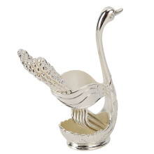 Swan Base Holder Forks Set Aluminum Silver Fashion Rustproof Decorative Swan Base Holder with 6 Forks for Fruits