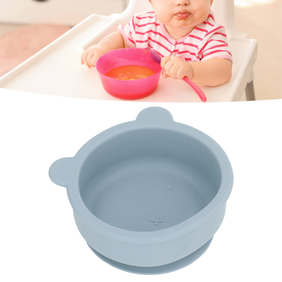 Baby Bowl Food Grade Silicone Cartoon Bear Shaped Toddler Bowl Bowls with Suction for Babies Kids Toddlers Grey Blue