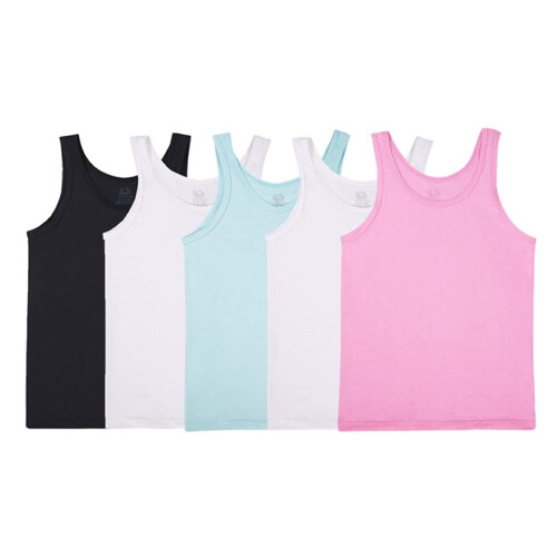 Fruit Of The Loom Fruto do tear garotas grandes tanques variados (pacote de 5) Medium de varredjersey