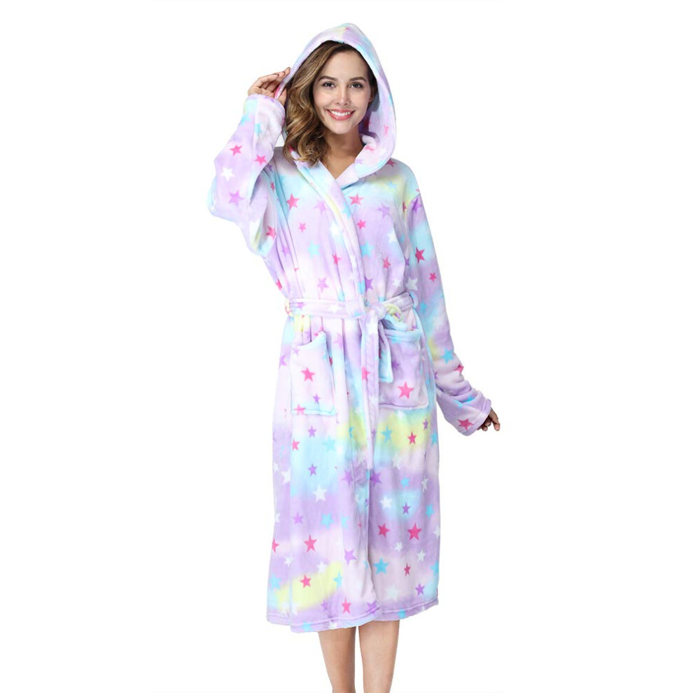 RONGTAI Peignoir ? capuche en polaire pour femme avec imprim? ?toile
