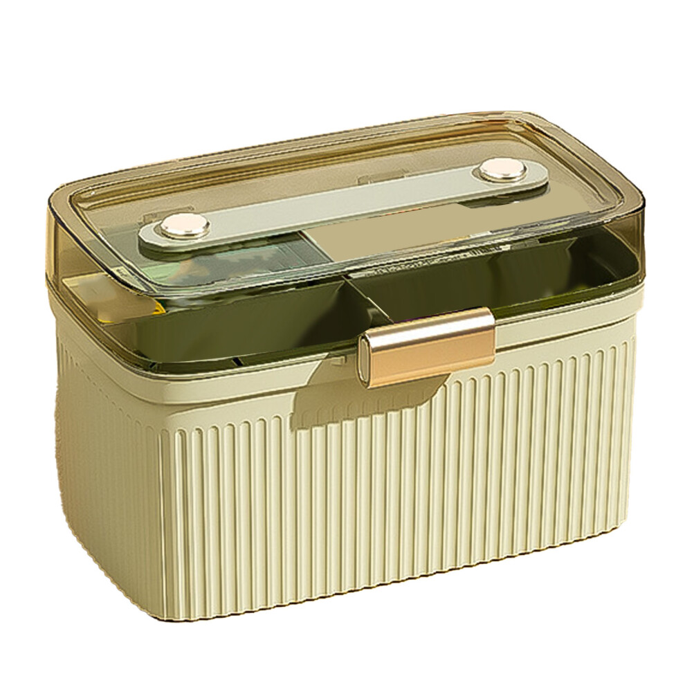 Green Household Medicine Box Portable Double Layer Medical Box Transparent Plastic First Aid Case For Children