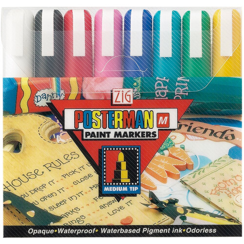 Marcadores Zig Posterman de Ponta Média, Multicolor, 8-Pacote