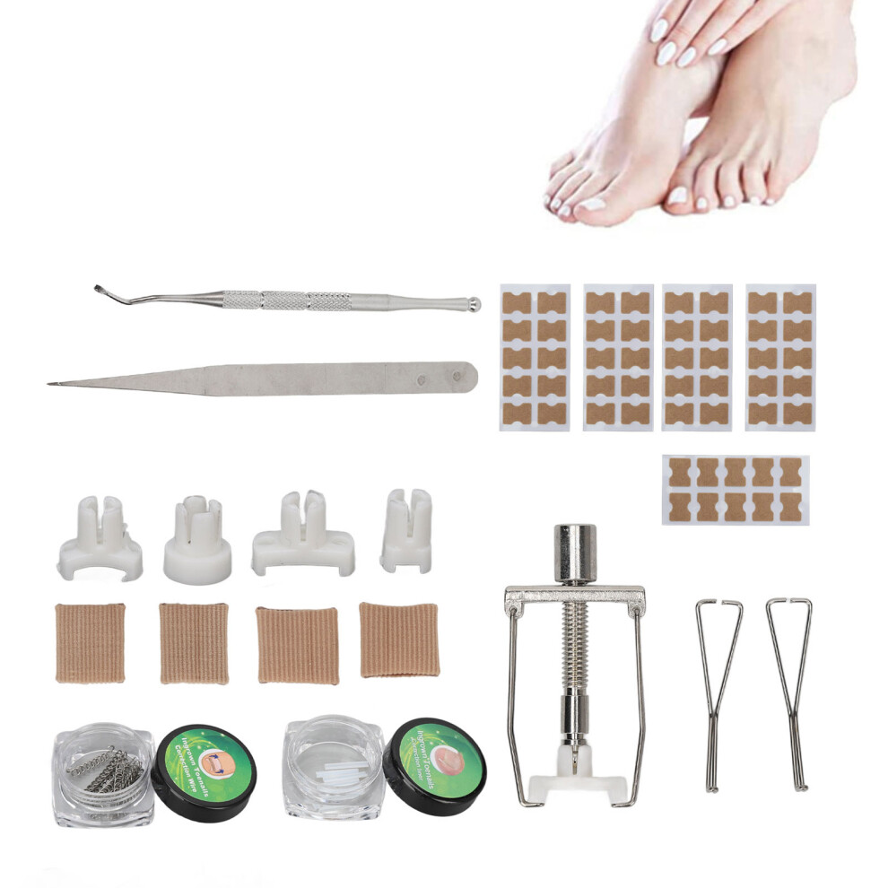 Ingrown Toenail Lifter Set Toenail Patch Sleeves Tweezers Stainless Steel Paronychia Corrector Kit