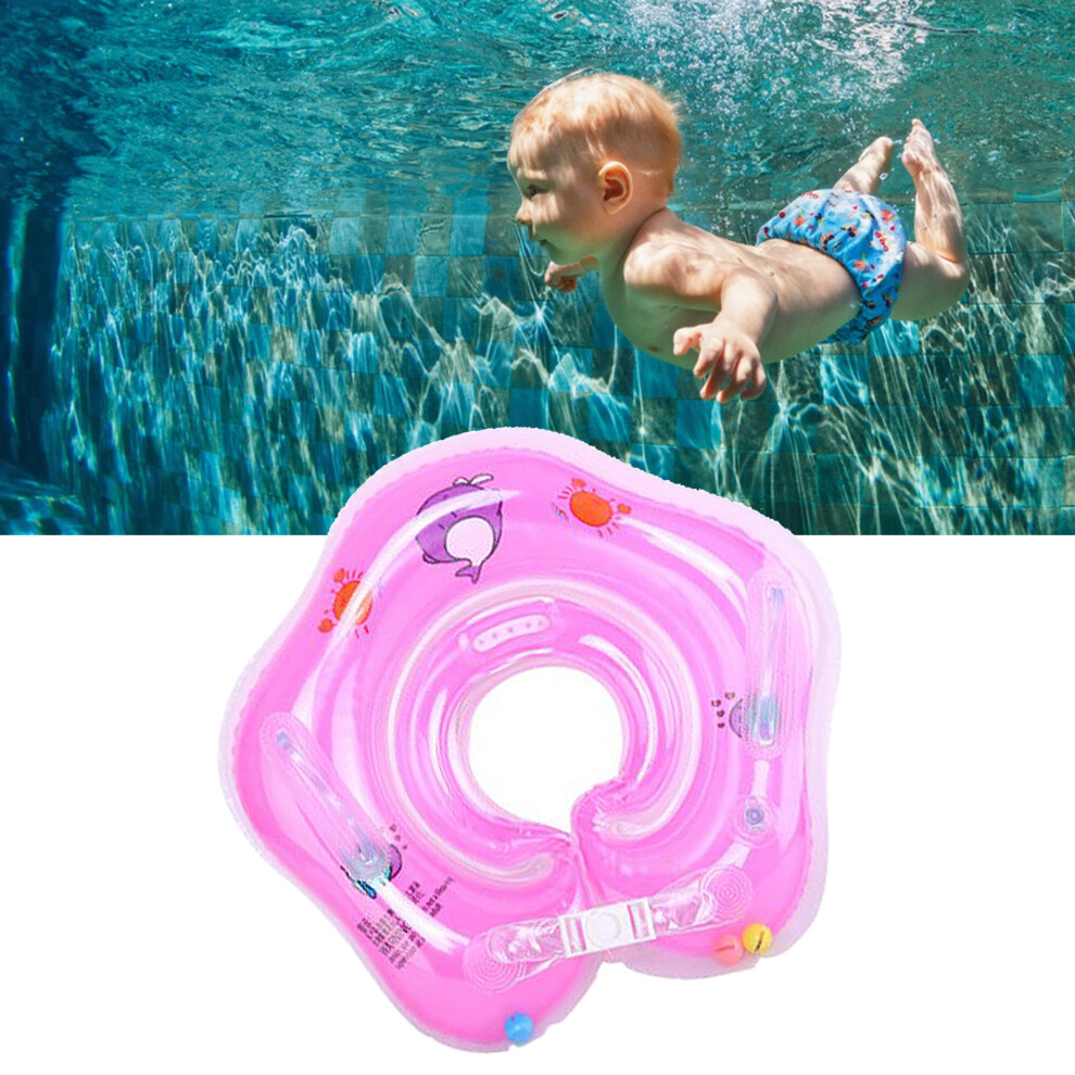 Infant Neck Float Double Air Nozzle Pvc Double Air Bag Leakage Proof Infant Swimming Neck Ring For Infant Pink