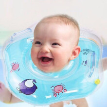 Infant Neck Float Double Air Nozzle PVC Double Air Bag Leakage Proof Infant Swimming Neck Ring for Infant Blue