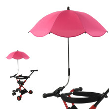 14in Universal Stroller Parasol with UV Protection Adjustable Baby Stroller Umbrella Rose Red (Silver Glue)